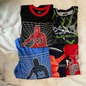 Lot of 5 boy shirts: sports basketball - 4 sz 10/12, 1 sz 14/16